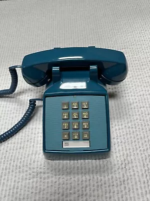 Vintage Cortelco BLUE Push Button USA Made Telephone TESTED WORKS! • $59