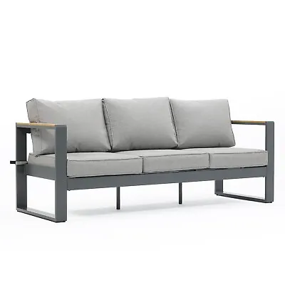 Aoodor Outdoor Loveseat Patio Aluminum 3-seat Sofa Sectional Set With Cushions • $349.99