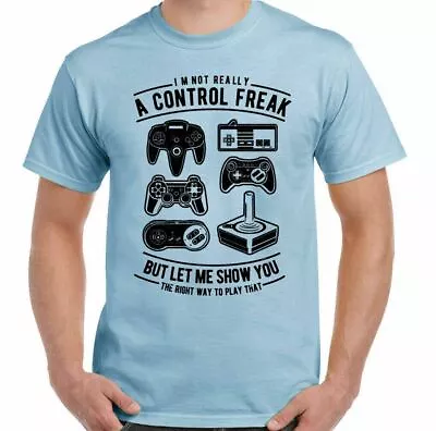 Gaming T-Shirt Control Freak Mens Funny Retro Video Game ZX Spectrum PC Atari • £10.94