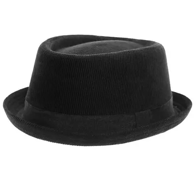 Black Corduroy Porkpie Cord Trilby Hat • £11.49