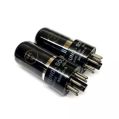 M. Pair 6V6GT  Black Glass Dimple Foil Getter NOS Tungsol  USA Valve Tubes (VT5) • £90