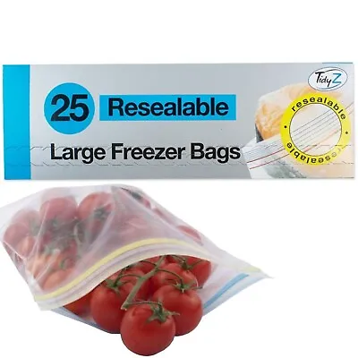 25 Large Freezer Bags Resealable Seal Food Sandwich Storage Bags 25cm X 25cm • £3.55