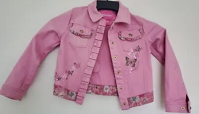 Pink Cotton Designer  Girls Jacket Age 6 Years 116 Cm By Pampolina Vgc • £7.99