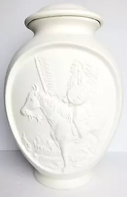 Vintage White Atlantic Mold Indian Horse Pot Planter Pottery Unpainted 1970's • £193.03