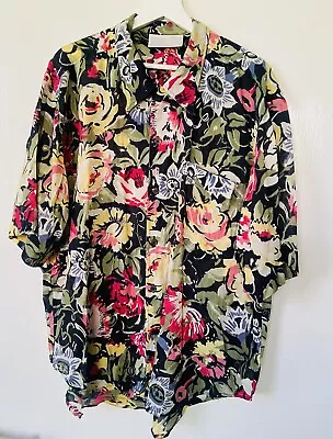 COLLIER CAMPBELL / Liberty Rare Vintage Floral Cotton S/S Shirt M / Oversize VGC • £65