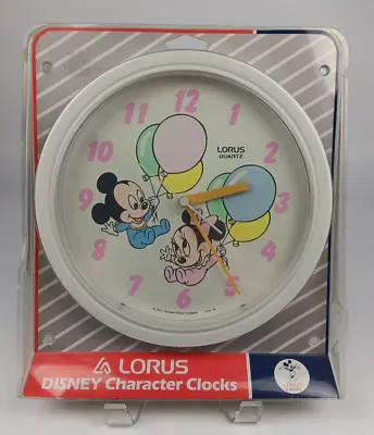 Lorus Disney Babies Mickey Mouse Minnie Mouse Balloons 1984 Wall Clock • $16