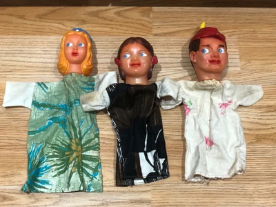 £11.99 • Buy Vintage X3 Glove Puppets Punch & Judy Style Rubber Heads Fabric Bodies, Painted