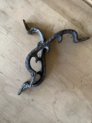 2 Brass Super Unique Alligator Duck Bird Reptile SHAPE DOOR HANDLE Hook Vintage • $75