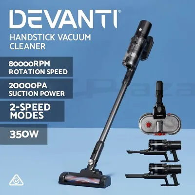 Devanti Handheld Vacuum Cleaner Brushless Cordless Mop Head Vacuums 350W Grey • $156.95