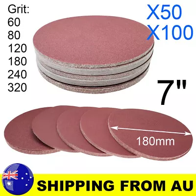 7  180mm Sanding Discs Pads Abrasive Sander Sheet Hook Loop Sandpaper 60-320Grit • $26.69