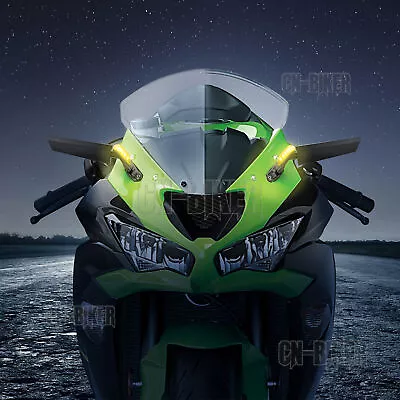 Rear View Mirrors W/LED Turn Signal Lights For Kawasaki Ninja 400 650 ZX6R ZX10R • $69.98