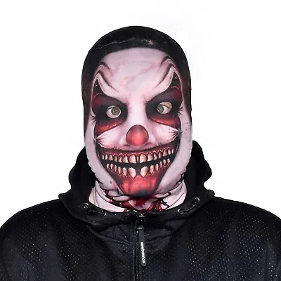 3d Effect Ripped Grin Killer Clown Head Lycra Face Mask Halloween Fs156 • $24.52