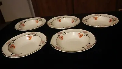 W H Grindley Windsor Ivory 1930's Floral Bowls X 5. 6.5  Dia. All Good Condition • £30