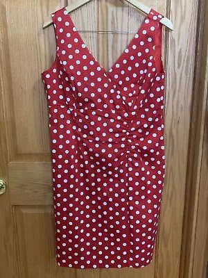 Madison Leigh Petite Women 14 Plus Size Red Polka Dot Vintage Style Wiggle Dress • $15