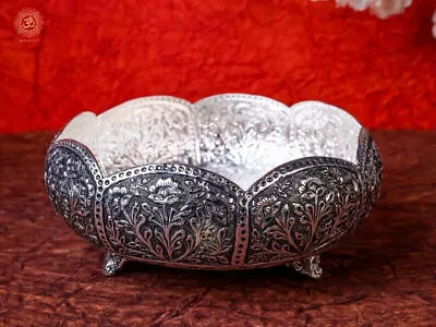 9  Urli Bowl Silver Finish Decorative Floating Flower& Candle Pot For Home Decor • $161.28