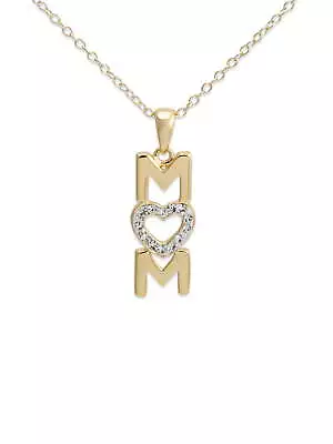 Crystal 18kt Gold Over Sterling Silver  Mom  Pendant Heart 18  • $25.92