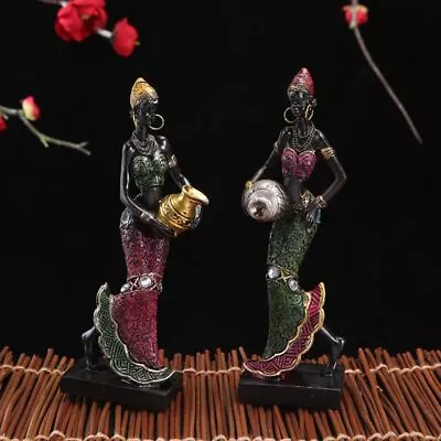 Handicraft African Statue Resin Crafts Desktop Ornament Tribal Lady-Figurines • $15.41