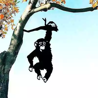 Monkey Hanging On The Branch Garden Stake  Silhouette Metal Wall Art • $11.55