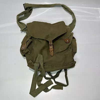 Vintage Military Canvas Backpack Rucksack Faded Green Distressed Pack • $39.50