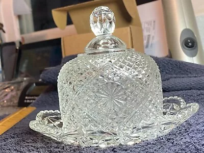 Vintage Avon Domed Lid Crystal Clear Glass Covered Butter/Cheese Dish • $10