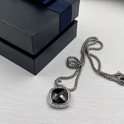 $99.99 • Buy David Yurman Albion 14mm Black Onyx Diamond Pendant Necklace.