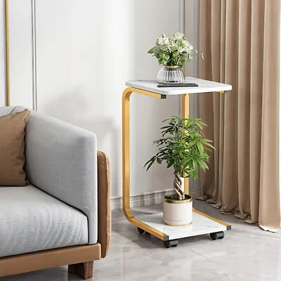 Gold Metal Coffee Table 2 Tier Modern Living Room Furniture Tea Coffee End Table • £17.94