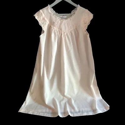 Vintage Sears Perma Prest Nightgown Pink Size 32-34 Lace Nylon Embroidery • $30