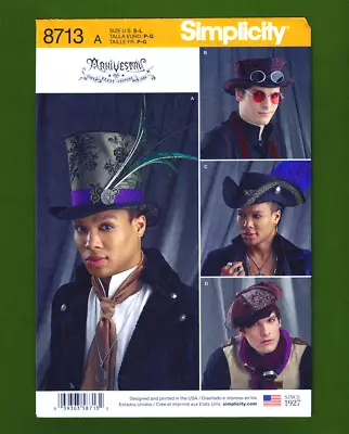 Men's Costume Hats Sewing Pattern_Top Hat_Arkivestry (Sizes S-L) Simplicity 8713 • $12.85