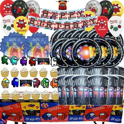 AMONG US Balloon Cupcake Topper Birthday Party Decoration Supplies SPACE Banner • $2.54