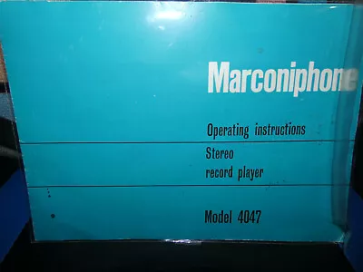 Marconiphone (BSR) Record Player Manual Model 4047 • $18.67