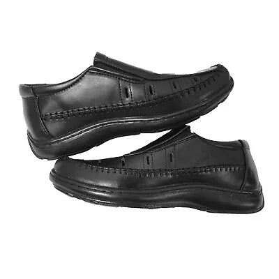 £27.50 • Buy Mens Leather Slip On Shoe Office Style Light Formal Black