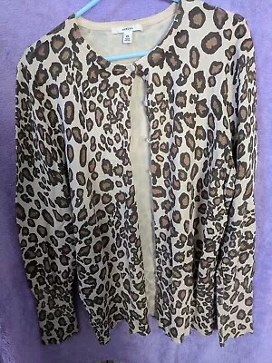 Merona Tan/Brown Animal Print Long Sleeve Cardigan XXL New With Defect See Pic • $19.99