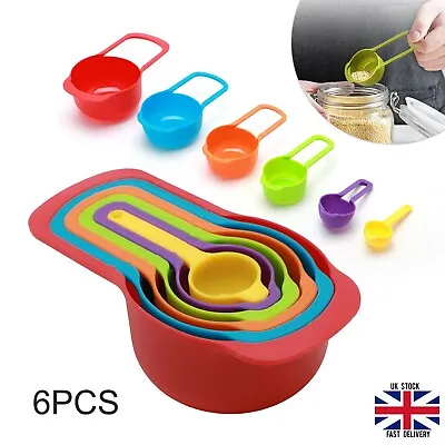 New Plastic Measuring Cups And Spoons For Baking Tea Coffee Kitchen Tool Set • £5.40