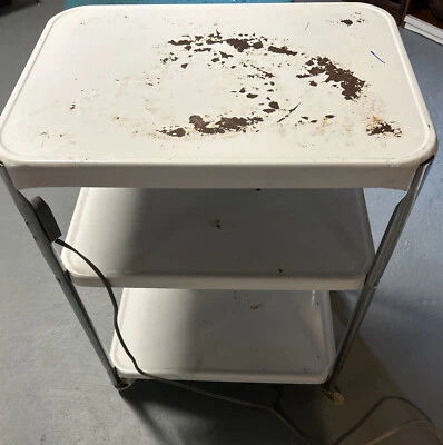 $80 • Buy Vintage COSCO CART Utility MCM 3 Tier With Plug Ins White Comes With SomePatina