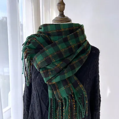 Men Ladies Women Unisex Classic Checked Tartan Print Plain Beige Tassel Scarf UK • £9.95