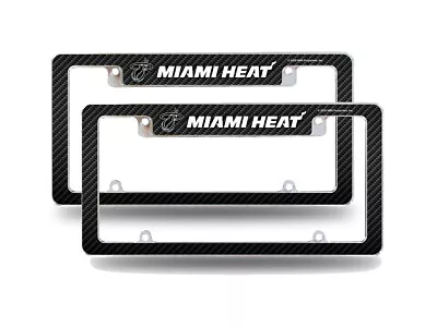 Miami Heat NBA (Set Of 2) Chrome License Plate Frames With Carbon Fiber Design • $34.99