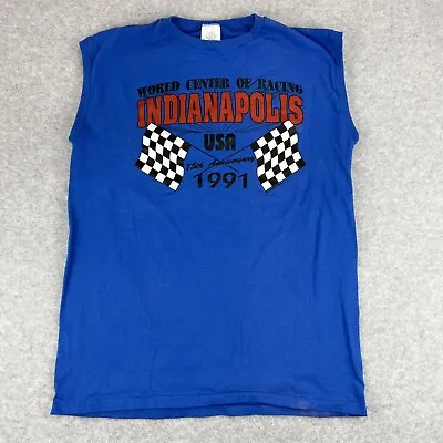 Vintage 1991 Indianapolis Racing Sleeveless Shirt. Blue Size Large. Indy 500 • $9.99