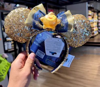 Disney Authentic 2023 Wish Stars Sequined Minnie Mouse Ear Headband Disneyland • $15.99