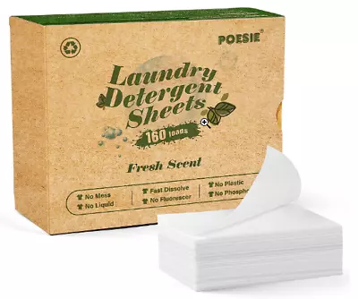 Laundry Detergent Sheets Eco-Friendly 160 Sheets Clear PlasticFree Biodegradable • $13.50