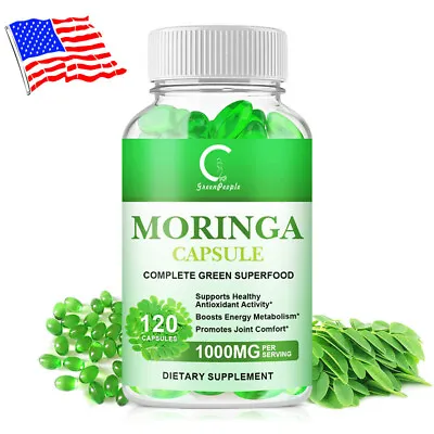 Moringa Leaf Organic Extract 1000mg Serving 100% Pure Immune Support 120 Caps • $13.88