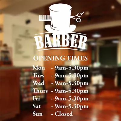 Barber Shop Opening Times Wall Sticker Custom Decal Sign Hairdresser Salon Bb10 • £23.99