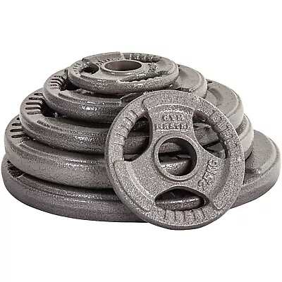 GYM MASTER 2  Tri Grip Olympic Weight Plates Cast Iron 1.25kg - 20kg / Full Set • £14.99