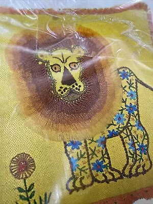 Rare 1968 Vtg Sealed Bucilla Fringe Zipper Burlap Pillow Crewel Embroidery Kit • $59