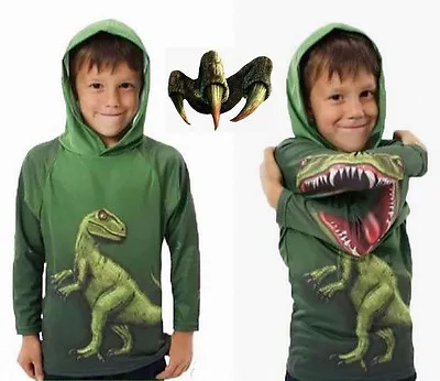 £11.99 • Buy Kids Boys Dinosaur Cosplay Hoodie Pullover Sweatshirt Outwear Sweater Jumper Top