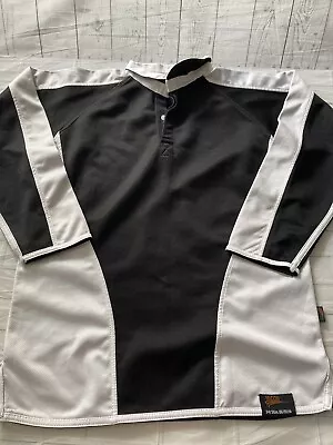 Falcon Black White School Rugby Shirt Size 34/36 B2 • £9