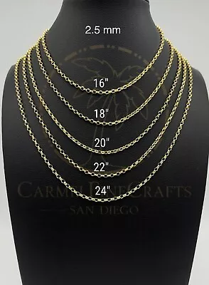 Rolo Link Chain Necklace For Women Sz 1.9mm-5.2mm 16  - 24  14K Yellow Gold • $215.90