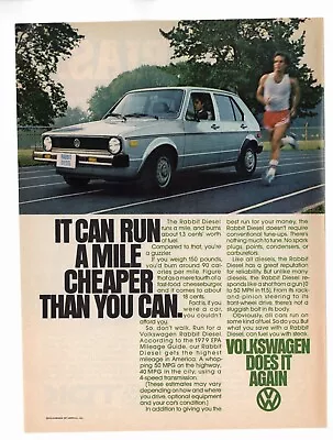 1979 Volkswagen VW Rabbit Diesel Vintage Print Ad 1970s • $5.08