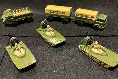 Lesney Matchbox 1975 TP15A MILITARY Truck + Trailer Plus Carrier & 3 Boats • $40