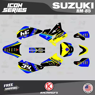 Graphics Decal Kit For Suzuki RM85 (2001-2023) RM 85  Icon Series - Yellow • $54.99