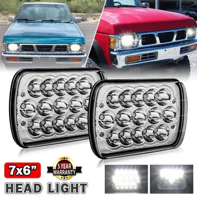 $30.69 • Buy 2PCS 5x7  7x6  Chrome LED Headlight Hi-Lo Beam For Nissan Pickup Hardbody Toyota